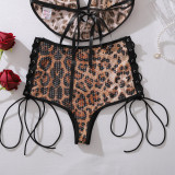 Leopard Print Club Dancer Sequin Two Piece Lingerie Set