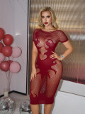 Exotic dancewear women fishnet bodycon dress