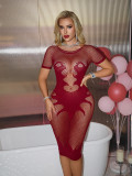 Exotic dancewear women fishnet bodycon dress