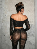 Exotic dancer outfit women fishnet top legging set