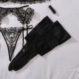 Floral Embroidery See-Through Gathering Slimming Thin Sexy Underwear Set
