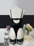 Retro Sexy Lace Teddy Garter Lingerie Set with Stocking