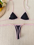 Flower print thong bikini two-piece swimsuit sexy beach swimwear 