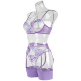 XS Sexy Underwear Embroidery Floral Bra Set See Through Mesh Valentine's Lingerie