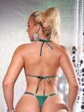 Sexy crystal diamond chain green strappy bikini lingerie