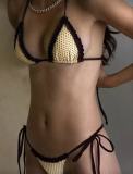 Polka dot plaid bikini swimsuit set