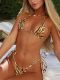 Sexy tiger stripes print swimsuit two-piece halter neck bikini swimwear