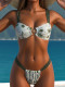 Printed drawstring two-piece swimsuit beach bikini for women