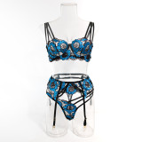 Sexy floral embroidered bra lingerie see-through seductive women's underwear