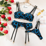 Sexy floral embroidered bra lingerie see-through seductive women's underwear