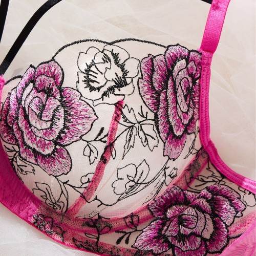 Sexy lingerie set see-through embroidery bra set