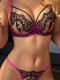 Sexy lingerie set see-through lace leopard print bra set