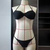 Solid color sexy halter neck bikini nylon two-piece swimsuit for women