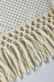 Women Hollow Out Sexy Tassels Strapless Beach Dress