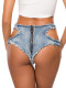 Sexy women's denim shorts low waist ripped nightclub shorts