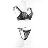 Sexy see-through lace bow lingerie set