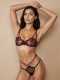 Sexy rose embroidered lingerie floral panties underwire bra set
