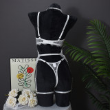 Women lace lingerie pearl bra set