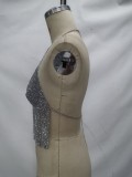 Rhinestone tassel halter top clubbing sexy top