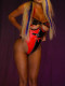 Hollowed-out leather zipper sexy bodysuit with open crotch