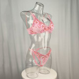 Pink Embroidered Lingerie Set with Bow