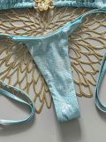 Two-piece bikini swimsuit solid color women's metallic swimwear