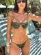 Solid color sexy strappy push-up bikini two-piece swimsuit
