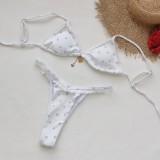 Printed white bikini sexy low-waisted two-piece swimsuit for women