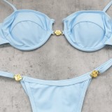 Solid color push-up adjustable low-waisted bikini sexy two-piece swimsuit for women