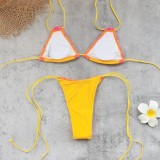 Lace sexy low-waisted strappy backless mini bikini two-piece swimsuit for women