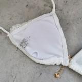 Printed white bikini sexy low-waisted two-piece swimsuit for women