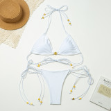 Solid color elastic bikini sexy two-piece swimsuit