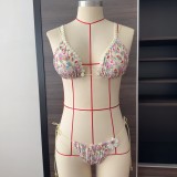Floral sexy bikini flower elastic rope split ladies swimsuit female