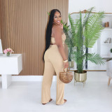 Women's two-piece trouser set solid color holiday outfit