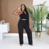 Women's two-piece trouser set solid color holiday outfit