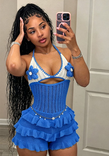 Women Knitted Crochet Playsuit