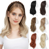 Hair extension headband heat-set fiber long curly wig for women
