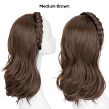Hair extension headband heat-set fiber long curly wig for women