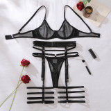 Rhonestones mesh see-through garters bondage lingerie