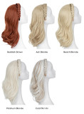 Hair extension headband heat-set fiber long curly wig for women