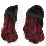 Hair extension headband heat-set fiber long curly wig for women