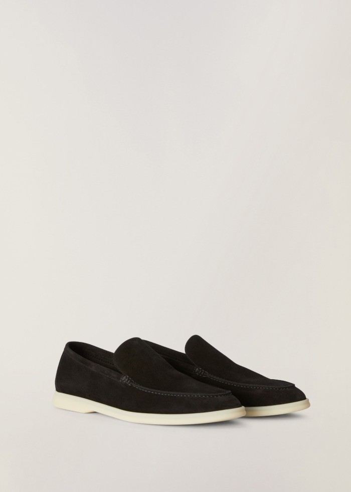 Loro Piana Summer Walk Loafers Suede Black