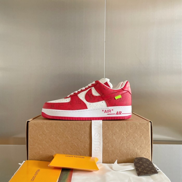 Louis Vuitton Nike Air Force 1 Low By Virgil Abloh White Red