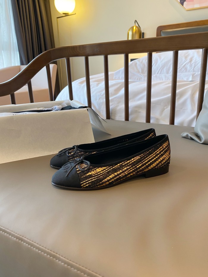 Chanel Ballerinas Fabric & Grosgrain 28