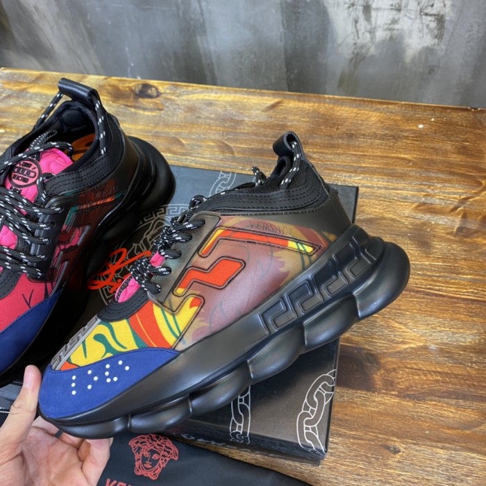 Versace Chain Reaction Black Multi-Color Rubber Suede
