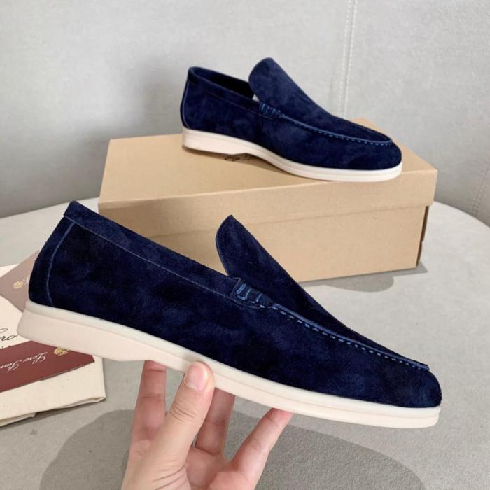 Loro Piana Summer Walk Loafers Suede Navy blue