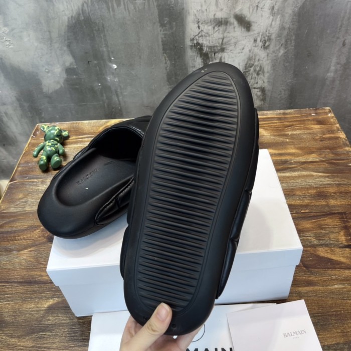 Balmain Quilted leather B-IT mules 4