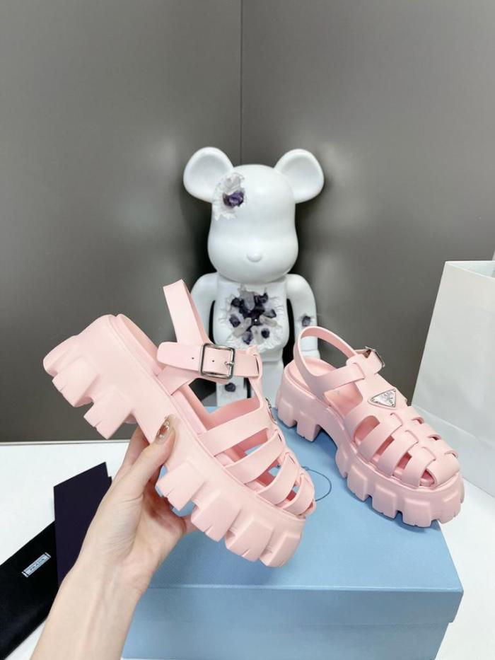 Prada Monolith Foam Rubber 55mm Sandals Alabaster Pink