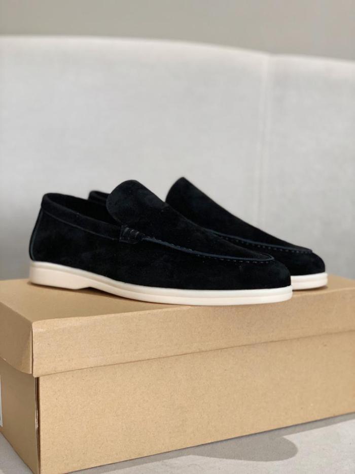 Loro Piana Summer Walk Loafers Suede Black