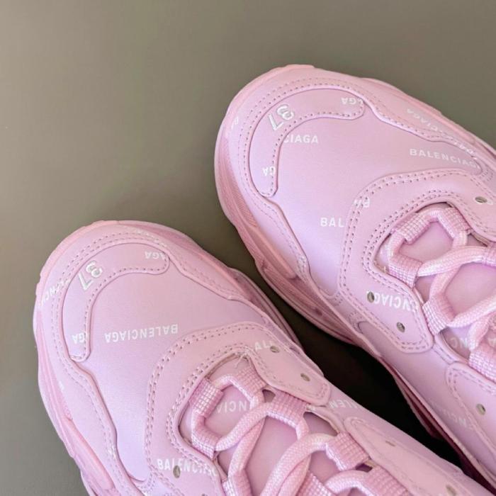 Balenciaga All Over Logo Triple S Pink White